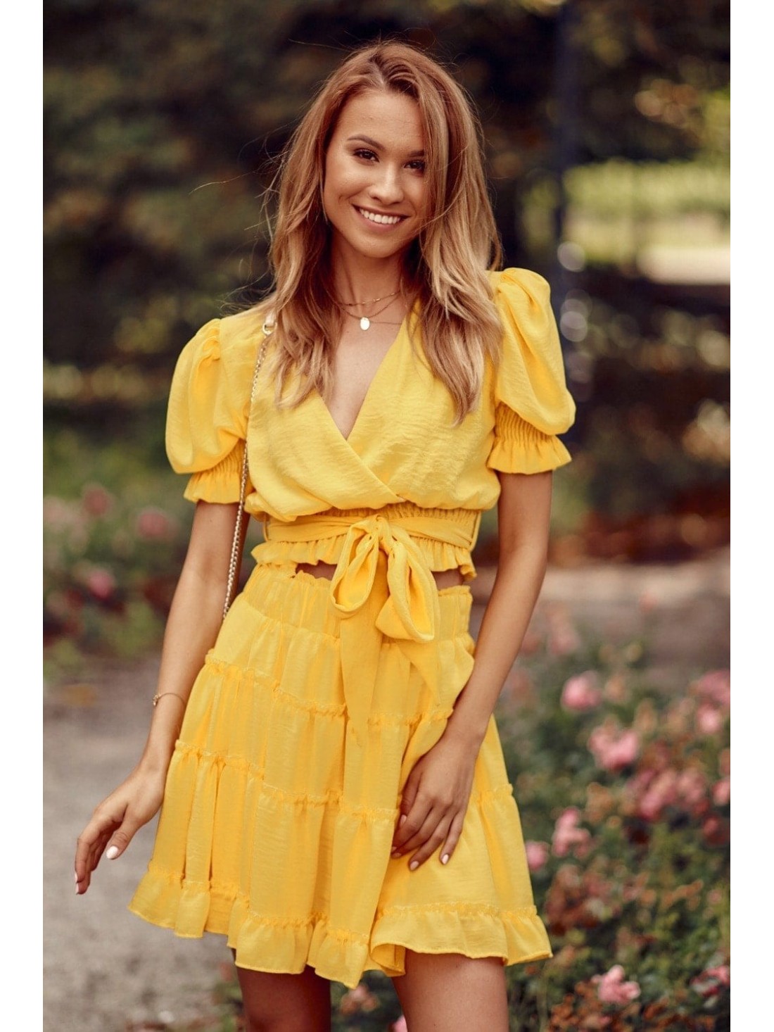 Lovely mini skirt with ruffles, yellow 4008 - Online store - Boutique